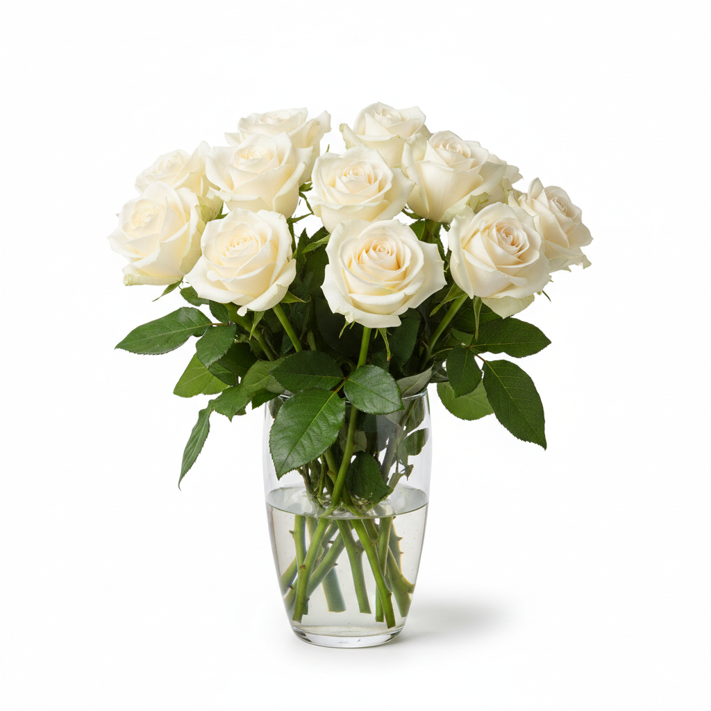 Dozen White Roses — Classic White Rose Bouquet from Citywide Florists NYC