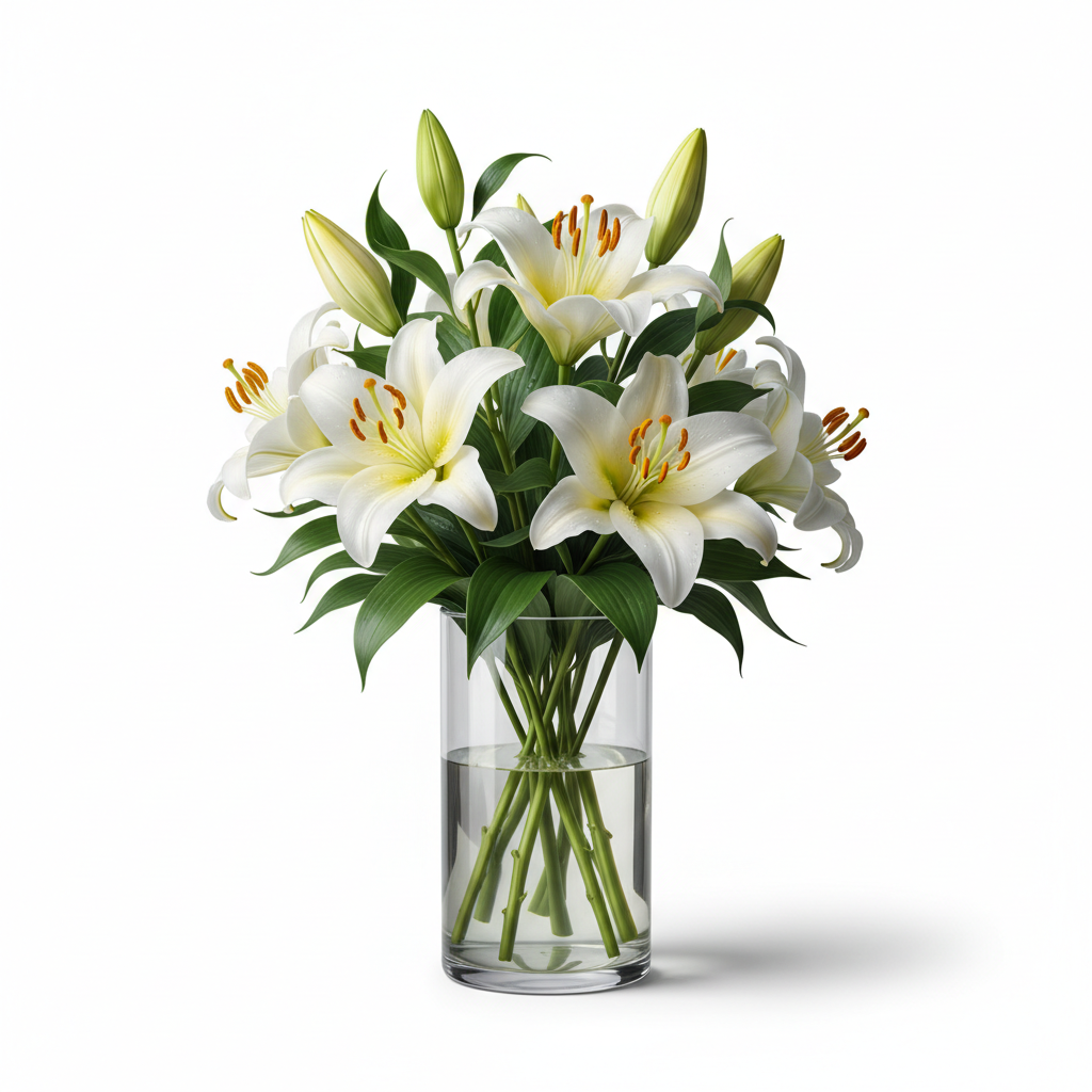 Lily Love — White Lily Bouquet in Elegant Vase from Citywide Florists NYC