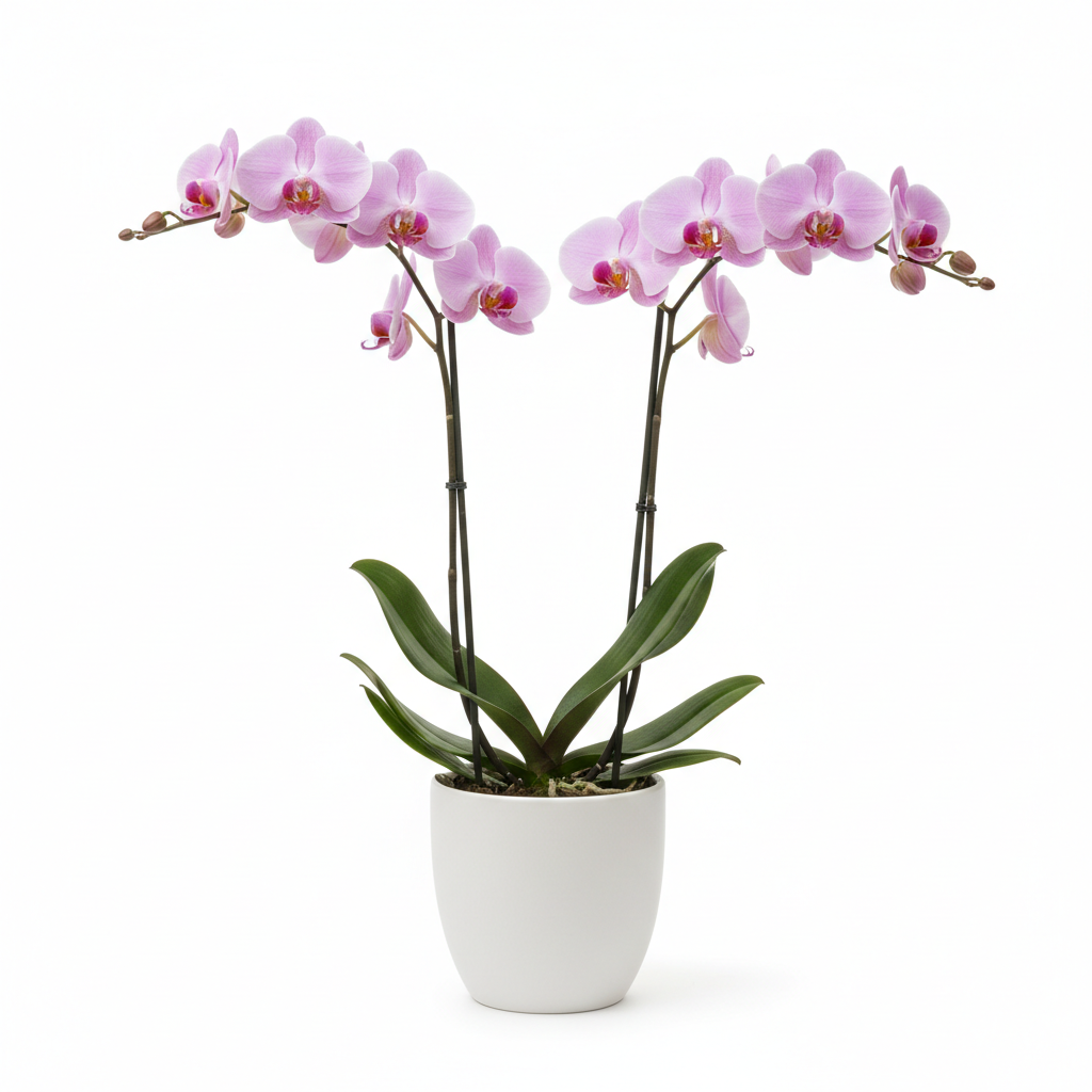 Pink Double Stem Orchid — Double-Stem Pink Orchid in Modern Vase from Citywide Florists NYC