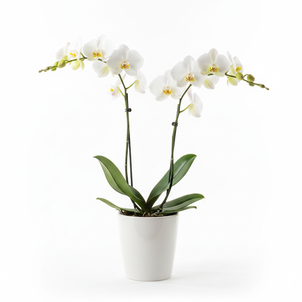 White Phalaenopsis Orchid — Elegant White Orchid in White Pot from Citywide Florists NYC