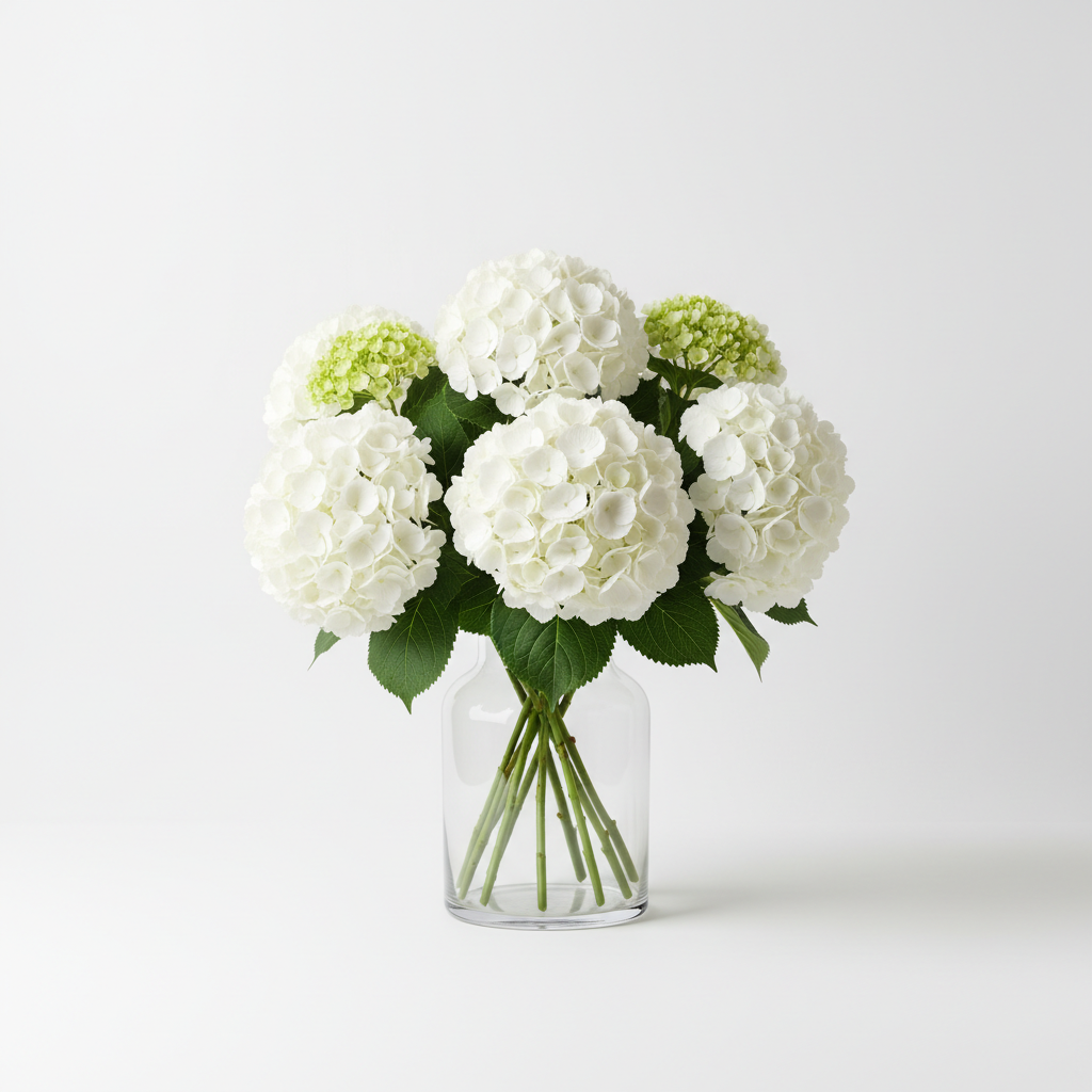 White Hydrangea Arrangement — Elegant White Hydrangeas in a Vase from Citywide Florists NYC